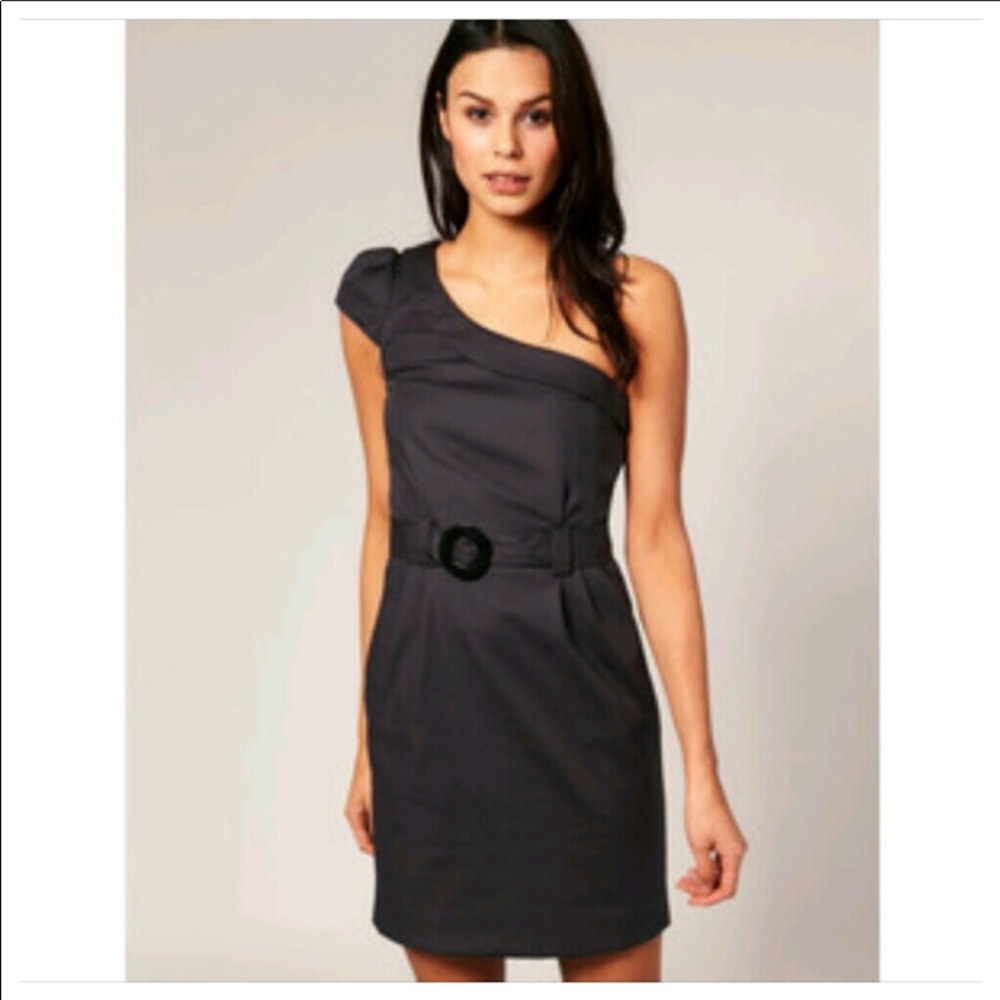 French Connection one shoulder belted dress